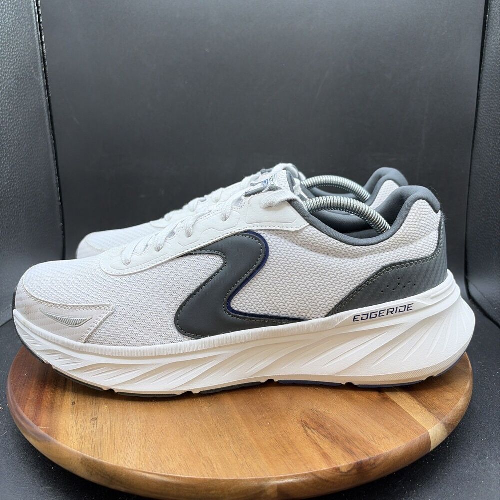 Skechers Sport Edgeride Mens Size 11 Running Shoes White Gray Sneakers